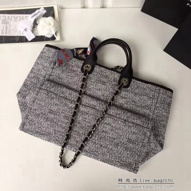 香奈兒CHANEL 2018早春度假系列最新火爆大號帆布沙灘包手提購物袋 DSC1292